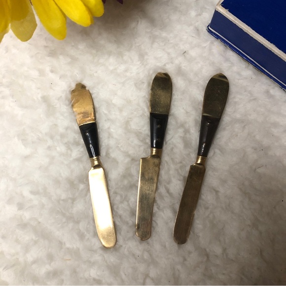 Vintage Ruby Jewelry, Siam Solid Bronze Fork & Knife Cocktail Flatware Set Of 6 - Picture 8 of 11